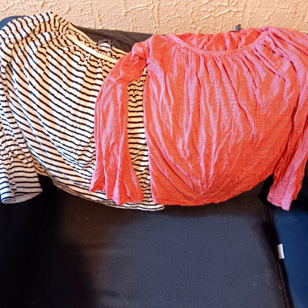 Lot of 2 Cotton On Off-the-Shoulder Top Shirt Size S (2 Striped Shirt)